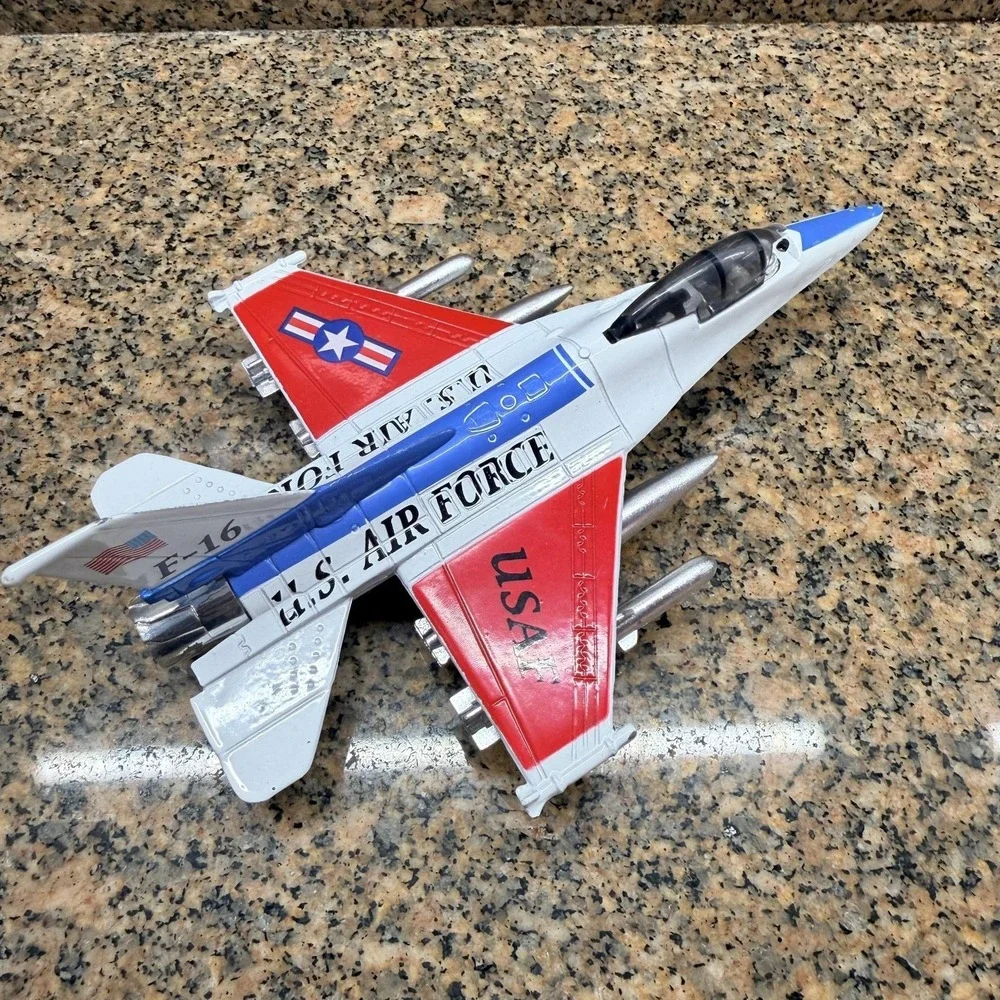 VTG 2003 Toysmith F-16 U.S. Air Force Fighter Jet Airplane Pull Back&Go Toy 1:72